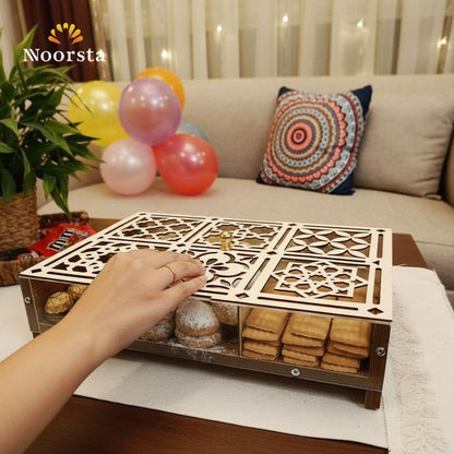 Arabesque Heritage Wooden Serving Box with Acrylic Front
