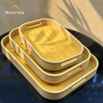 Zenith Natural Bamboo Nested Serving Tray Set - 3 Piece Collection