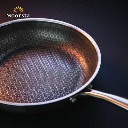 طاسة ستانلس ستيل هاني كومب عملية جدا - Premium Honeycomb Stainless Steel Frying Pan - Noorsta