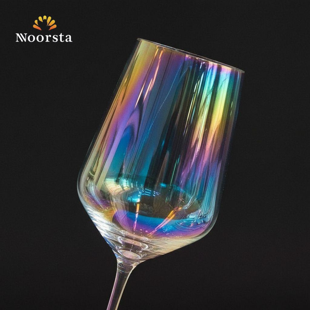 طقم كاسات عصير بألوان الطيف لجهاز العروسة - Aurora Iridescent Crystal Stemware Set - Noorsta