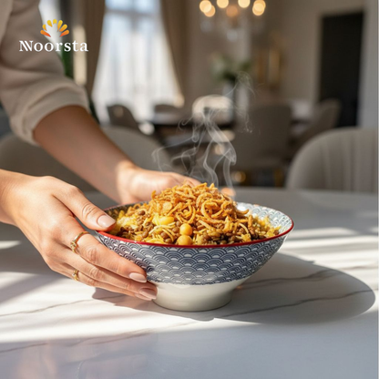بولة بورسلين عميقة 22 سم للنودلز والسلطة - Authentic Deep Porcelain Bowl 22cm for Noodles and Salad - Noorsta