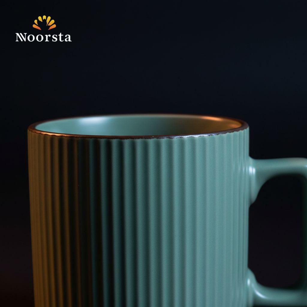 طقم مجات شيك للقهوة والشاي - Modern Ribbed Pastel Mugs Set of 4 - Noorsta