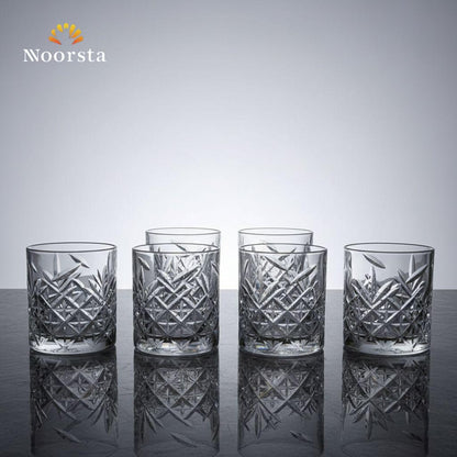 طقم شوب زجاج كريستال محفور 6 قطع - Premium Crystal-Cut Glass Tumbler Set - Noorsta
