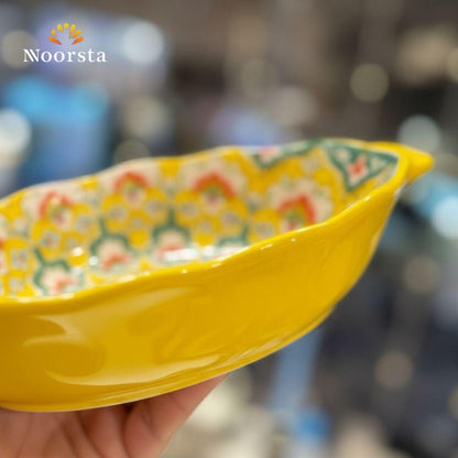 طاجن بورسلين اندلسي شيك لتقديم الأكل - Authentic Andalusian Porcelain Deep Oval Serving Dish - Noorsta