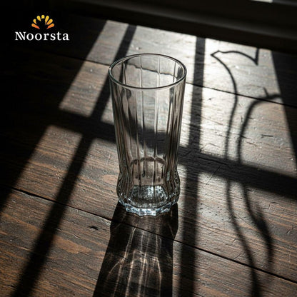 طقم كاسات عصير زجاجي فاخر بتصميم قاعدة مضلعة كريستالي