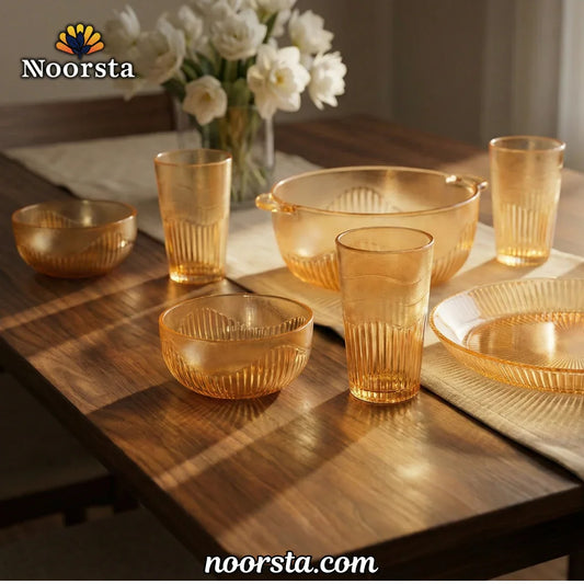 Honey Amber Ribbed Breakfast Set
