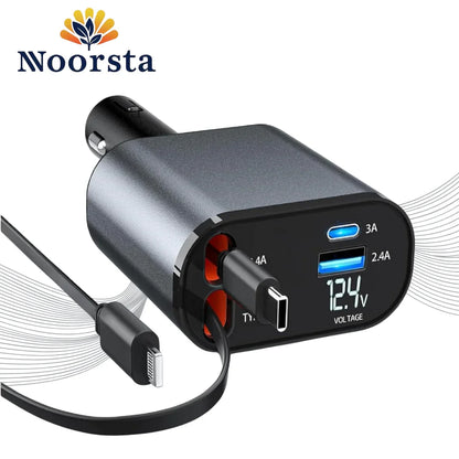 4-in-1 Retractable Super Fast Car Charger