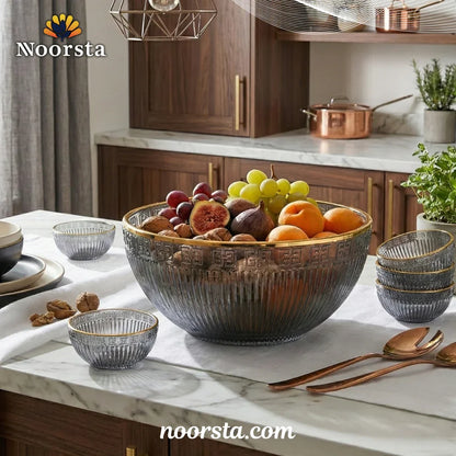 Smoked Grey Grecian Gold Serving Set