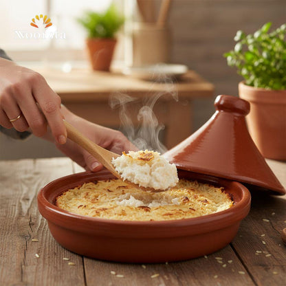 Nordic Artisan Beechwood Serving Spoon with Textured Cream Grip