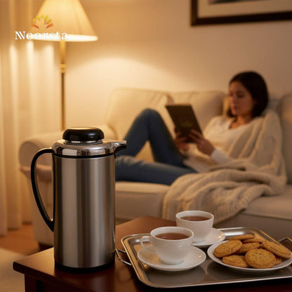 ترمس حراري ستانلس ستيل فاخر - إصدار فضي وأسود