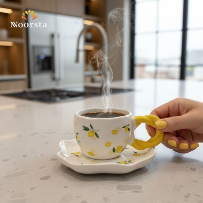 مج بورسلين شيك بتصميم الليمون - Chic Lemon Pattern Porcelain Mug - Noorsta
