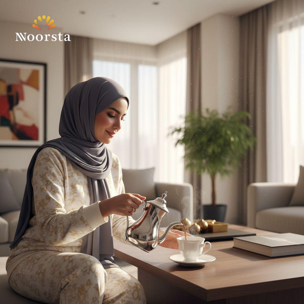 طقم فناجين قهوة شيك بلمسة فضي - Elegant White Coffee Cup Set with Silver Accents - Noorsta