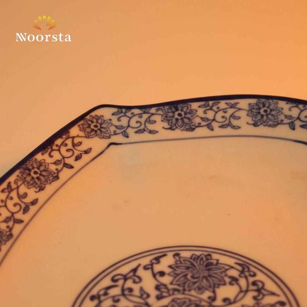 سرفيس تقديم بورسلين ازرق في ابيض للعزومات - Classic Blue and White Porcelain Serving Platter 35cm - Noorsta