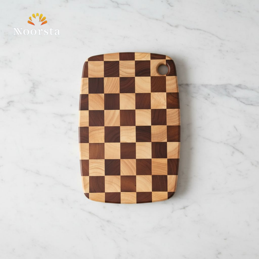 بلانشة تقطيع خشب شطرنج شيك جدا - Premium Checkerboard Wooden Cutting Board - Noorsta