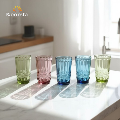 طقم شوب عصير زجاج كريستال الوان - Elegant Crystal Glass Tumbler Set - Noorsta