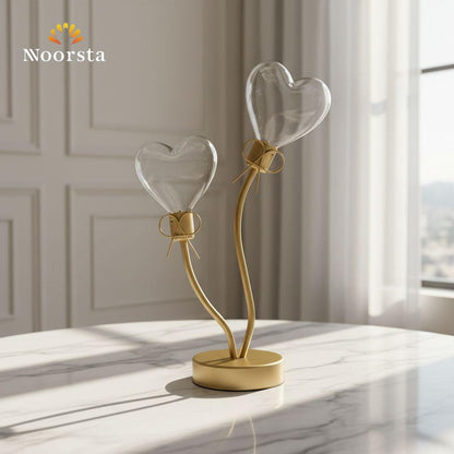 أباجورة ديكور شيك جدا على شكل قلب تنور بيتك - Elegant Heart-Shaped Metal and Glass Decorative Lamp - Noorsta