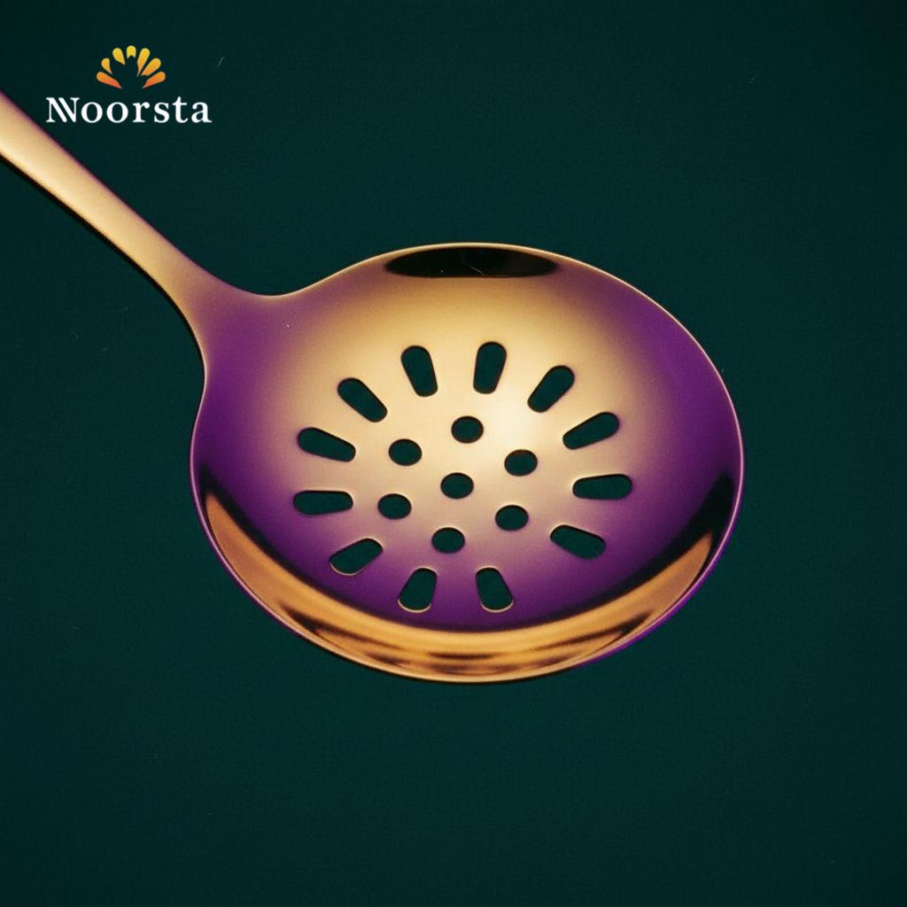 مقصوصة دهبي شيك للقلي والتصفية - Elegant Gold Slotted Skimmer Spoon - Noorsta