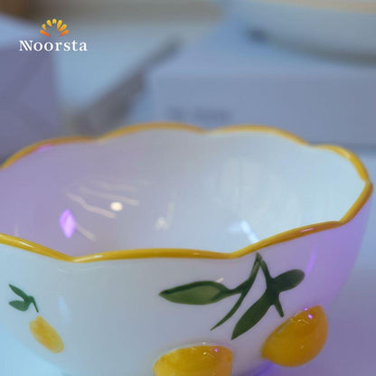 بولة بورسلين شكل ليمون بارز مقاس 10 سم - Vibrant Lemon Embossed Porcelain Bowl 10cm - Noorsta