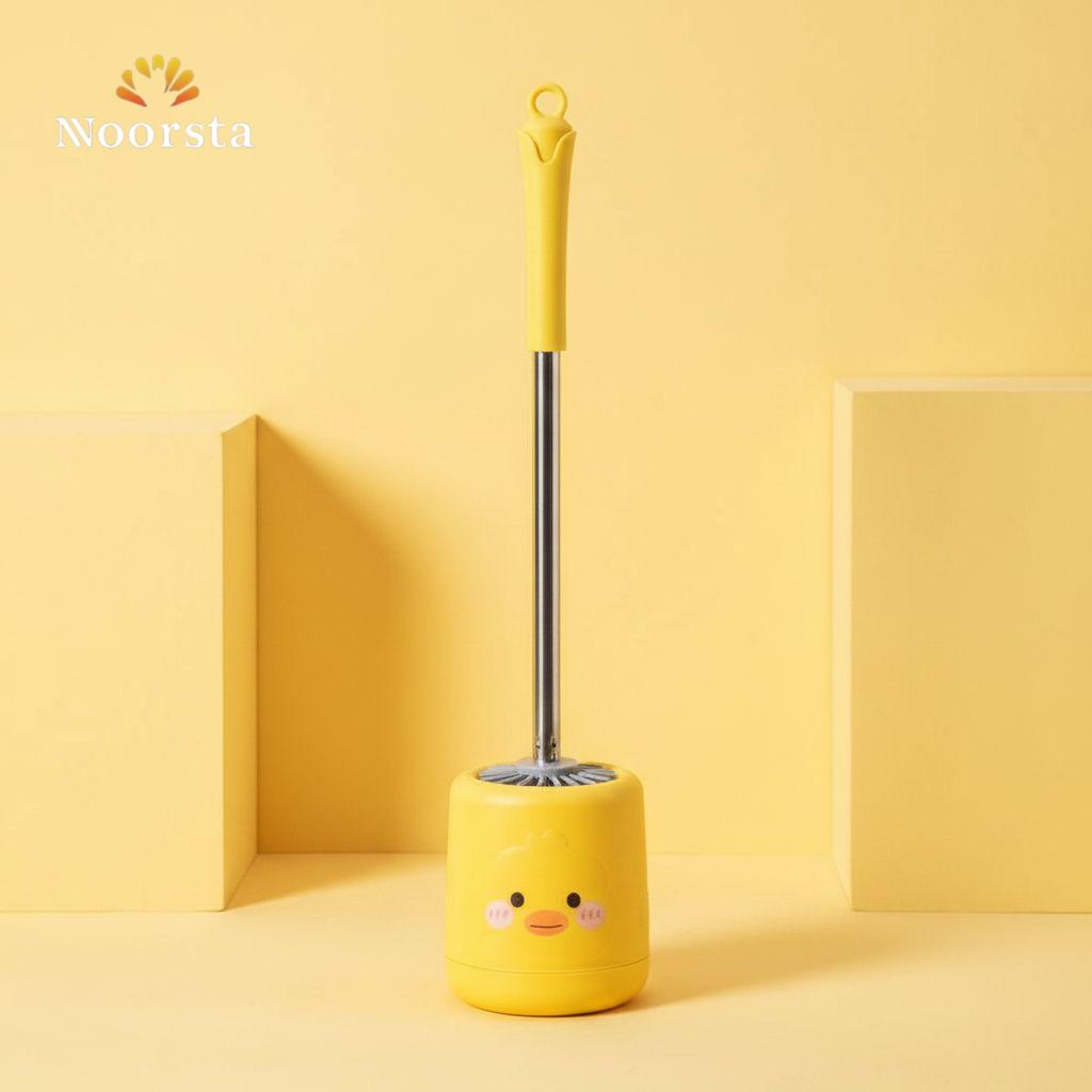 فرشة حمام سيليكون شكل بطة أصفر - Playful Yellow Duck Silicone Toilet Brush - Noorsta