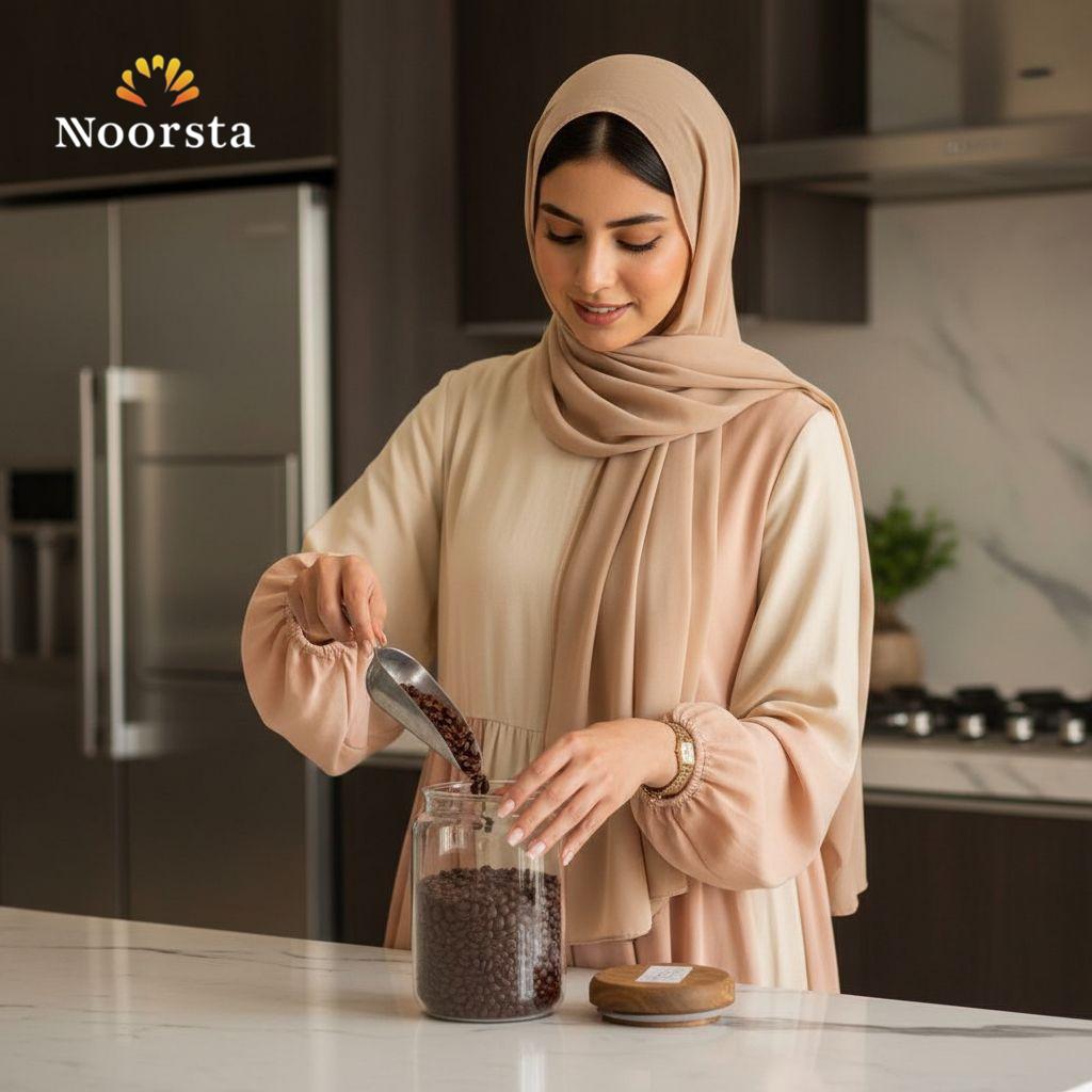 برطمان زجاج بوروسيليكات بغطاء خشب لتنظيم المطبخ - Minimalist Borosilicate Glass Storage Jar with Wooden Lid - Noorsta