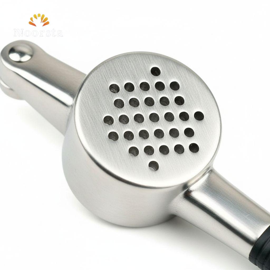 Professional Stainless Steel Garlic Press with Ergonomic Grip