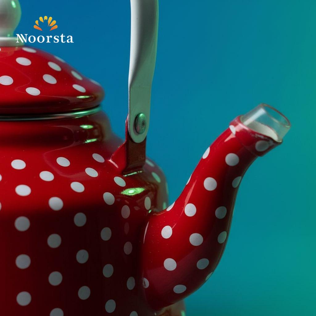 براد شاي أحمر منقط شيك لتقديم الشاي - Classic Red Polka Dot Teapot 1.2L - Noorsta