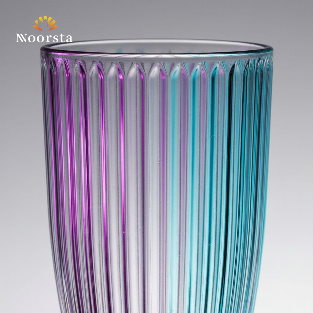 طقم كوبايات عصير زجاج مضلع شيك جدا لجهاز العروسة - Premium Ribbed Tempered Glass Tumbler Set 390ml - Noorsta