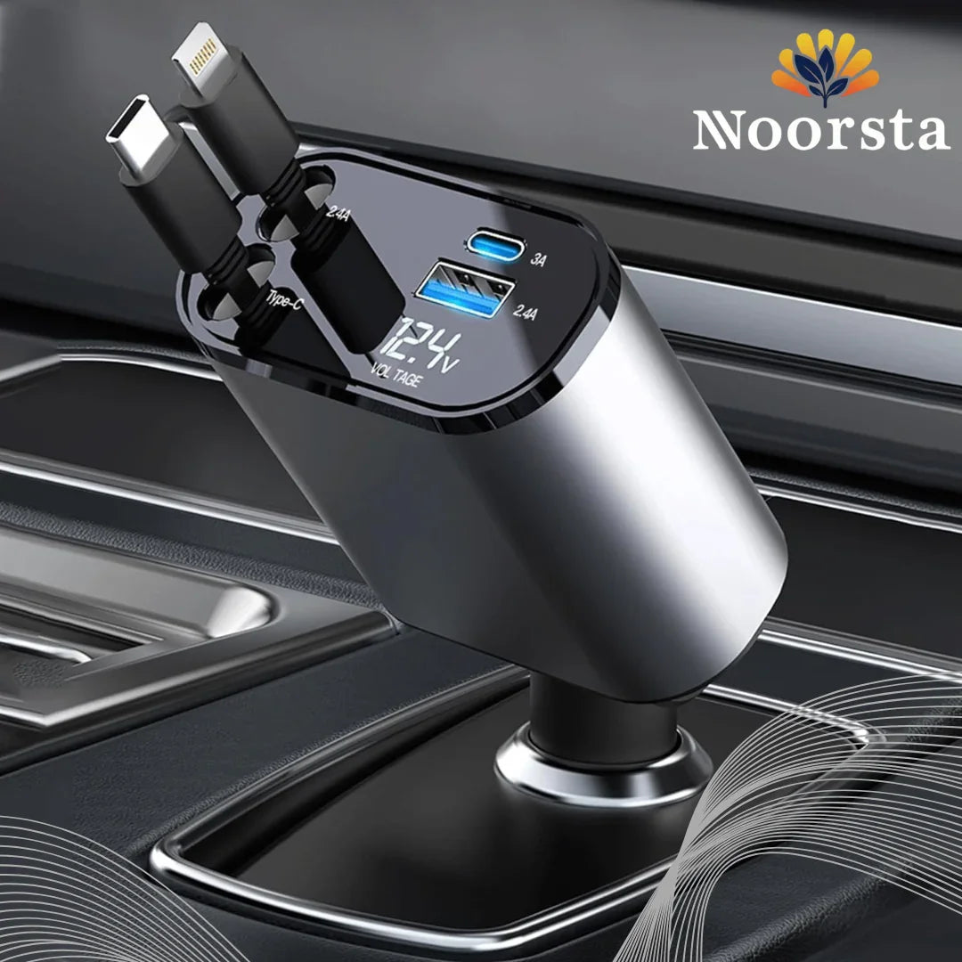 4-in-1 Retractable Super Fast Car Charger