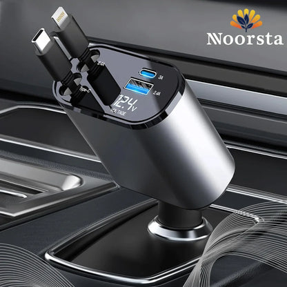 4-in-1 Retractable Super Fast Car Charger