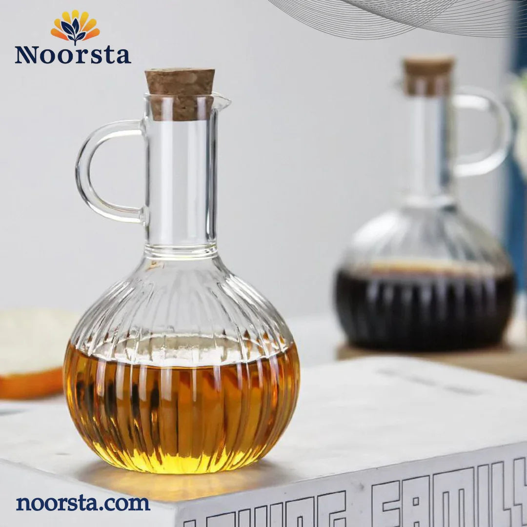 Dual Ribbed Glass Dispenser Set