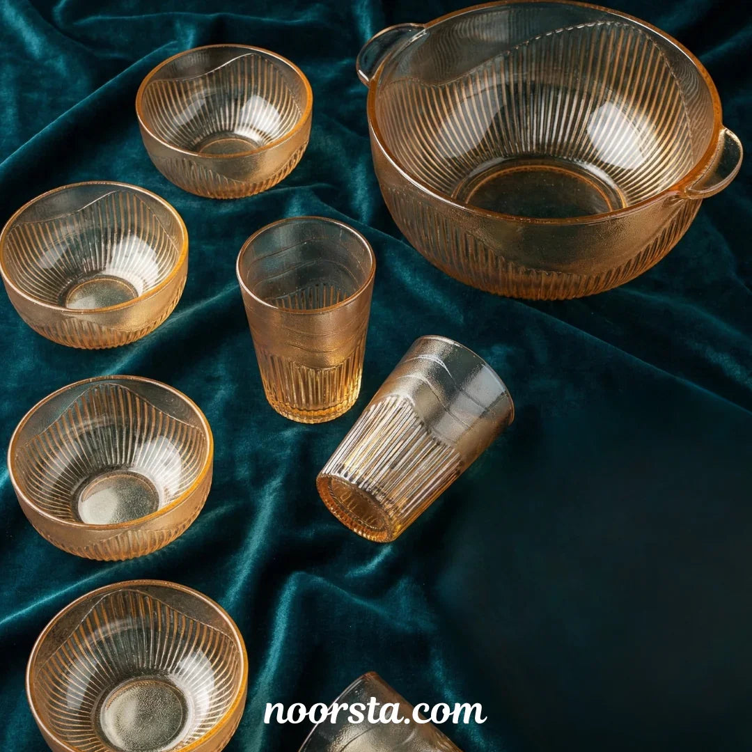 Honey Amber Ribbed Breakfast Set