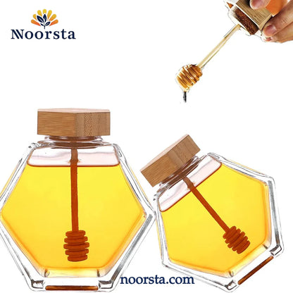 HexaGlow Honey Jar with Bamboo Dipper