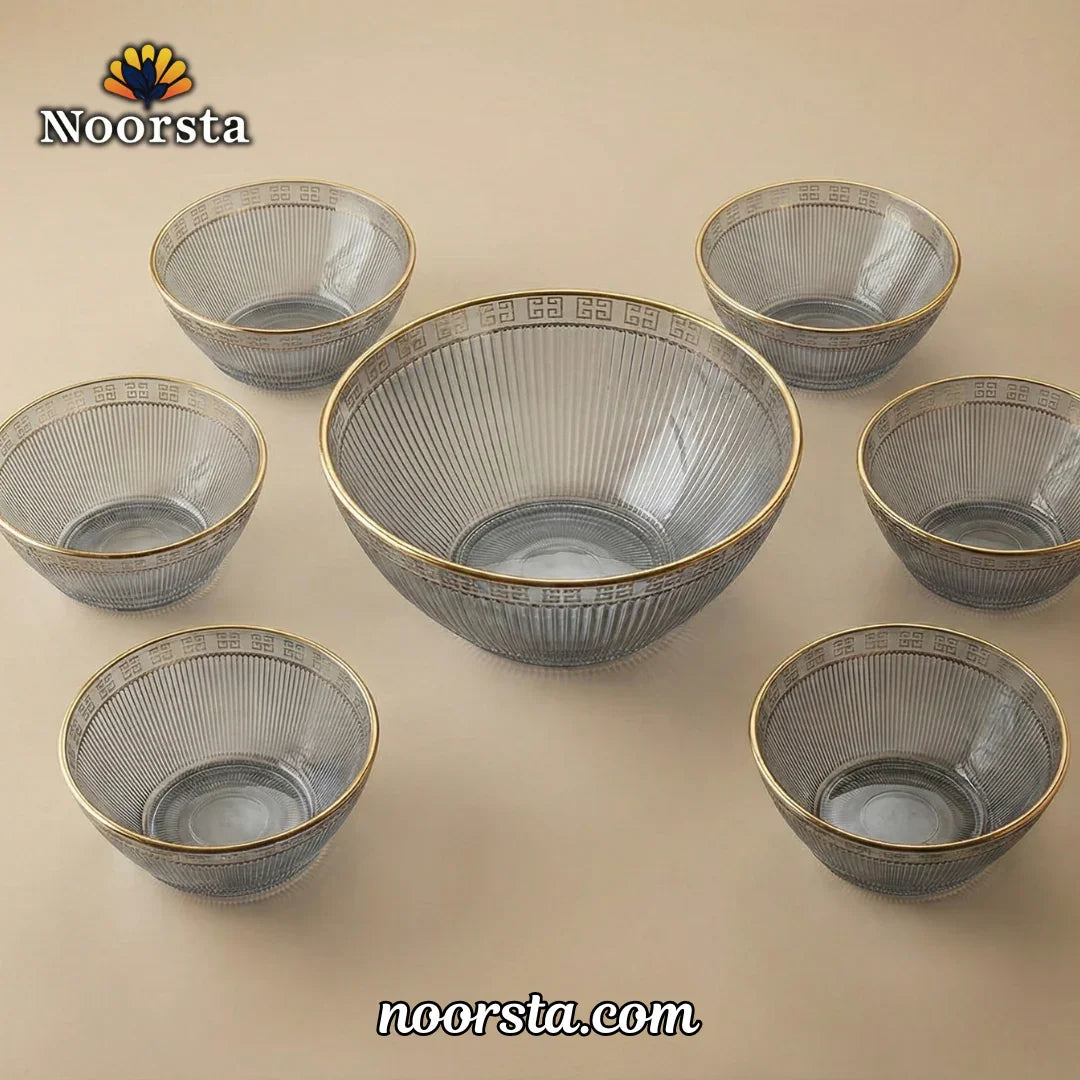 Smoked Grey Grecian Gold Serving Set
