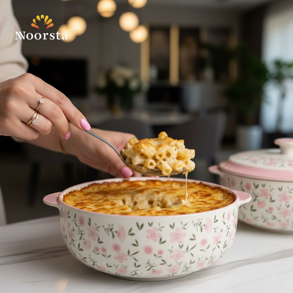 حلة تقديم بورسلين فلوري شيك جدا - Chic Floral Porcelain Serving Pot - Noorsta