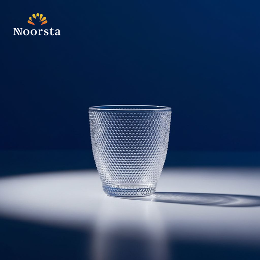 طقم كوبايات زجاج شيك 6 قطع للعصاير والمشروبات - Elegant Beaded Clear Glass Juice Set 6 Pieces - Noorsta