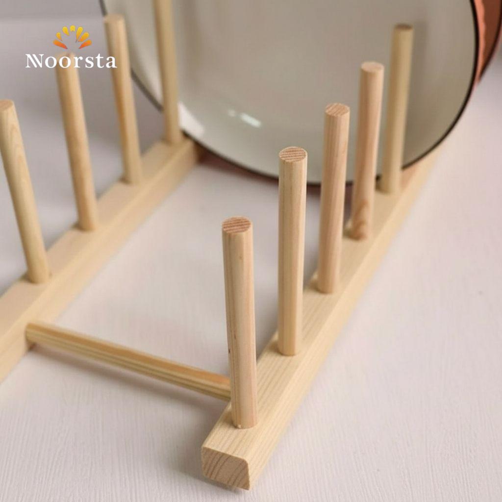 Nordic Minimalist Natural Wood Plate Rack & Kitchen Organizer