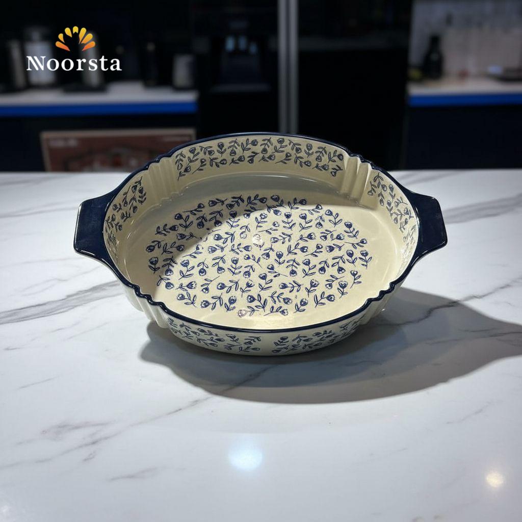 طقم طواجن بورسلين فلوري للفرن وعزومات رمضان - Authentic Floral Porcelain Baking Dish Set - Noorsta