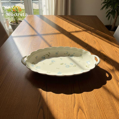 سرفيس تقديم بورسلين فلوري شيك للعزومات - Elegant Floral Porcelain Serving Platter - Noorsta