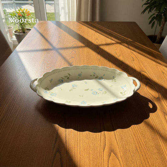 سرفيس تقديم بورسلين فلوري شيك للعزومات - Elegant Floral Porcelain Serving Platter - Noorsta