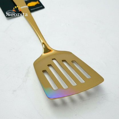 شيالة مطبخ ذهبية مقصوصة تحمير لجهاز العروسة - Premium Gold Slotted Spatula Cooking Utensil - Noorsta