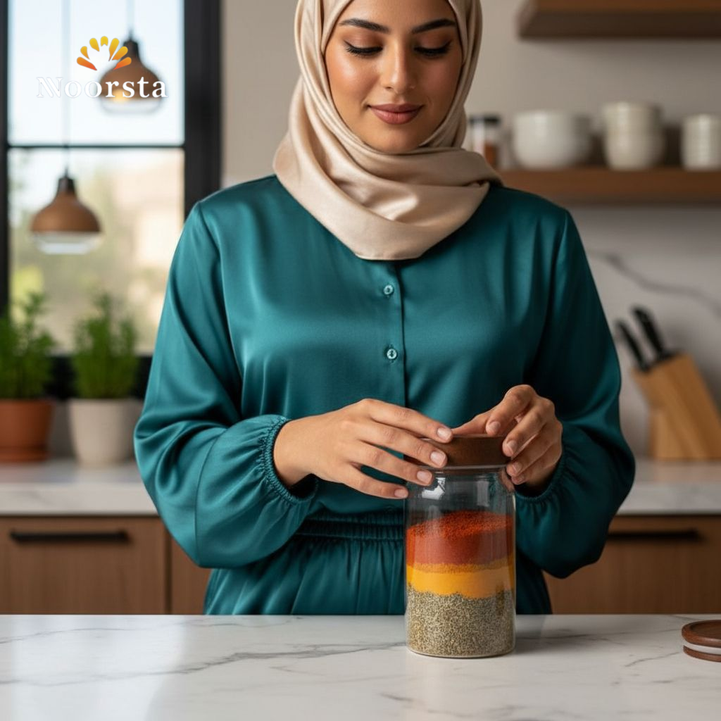 برطمانات بهارات زجاج شيك لتنظيم المطبخ - Minimalist airtight glass storage jars with wooden lids for pantry organization - Noorsta