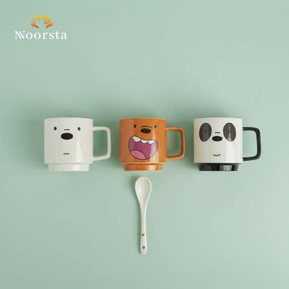 طقم مجات الدببة الثلاثة الكيوت - Playful 3-Piece Bear Mug Set - Noorsta