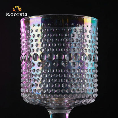 كاس قزاز شيك لتقديم العصير - Lumina Iridescent Hobnail Glass Goblet - Noorsta