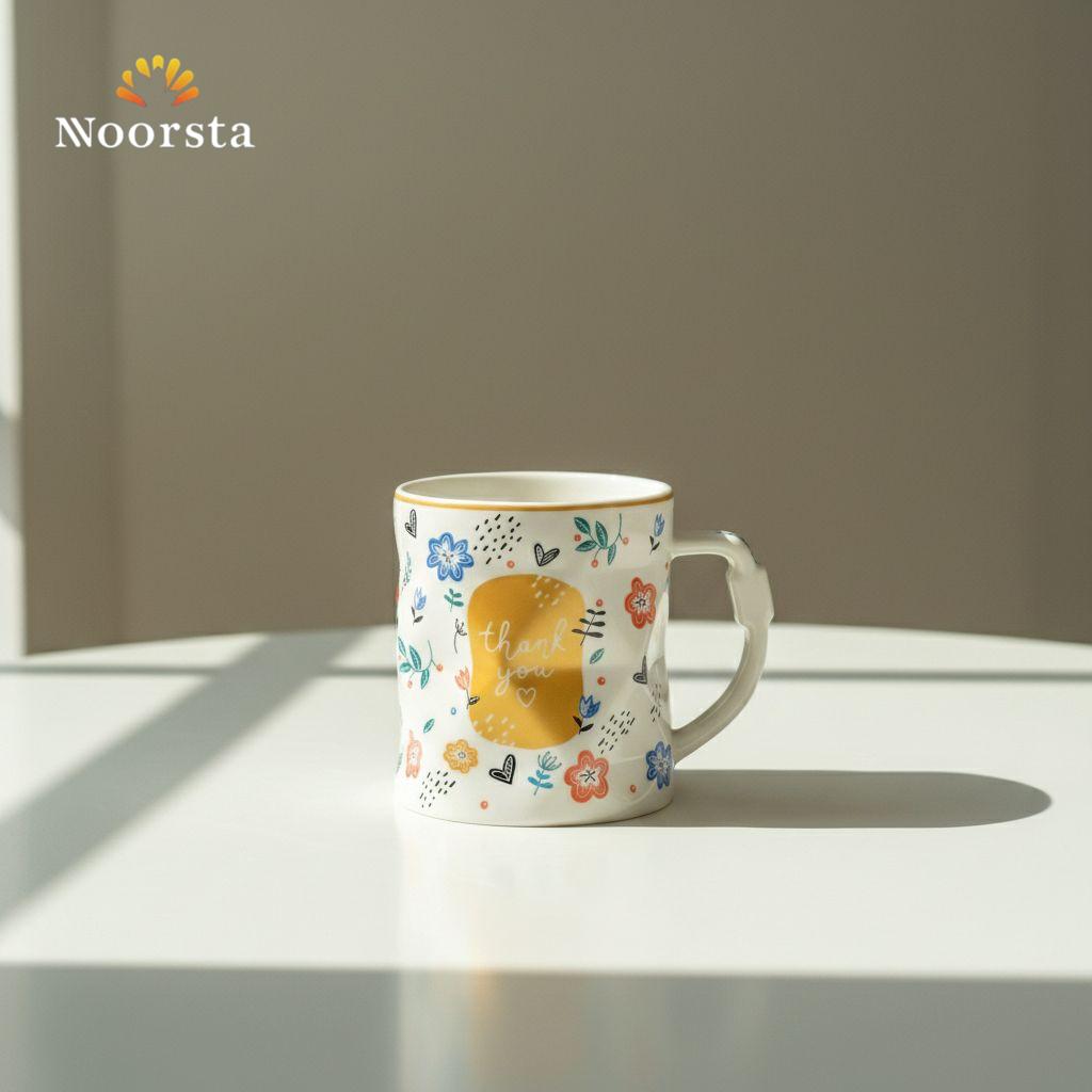 مج بورسلين شيك برسومات مبهجة للقهوة والشاي - Chic Floral Porcelain Coffee Mug 400ml - Noorsta