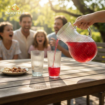 Lumina Crystal Ribbed Glass Water & Juice Serving Set - 7 Pieces