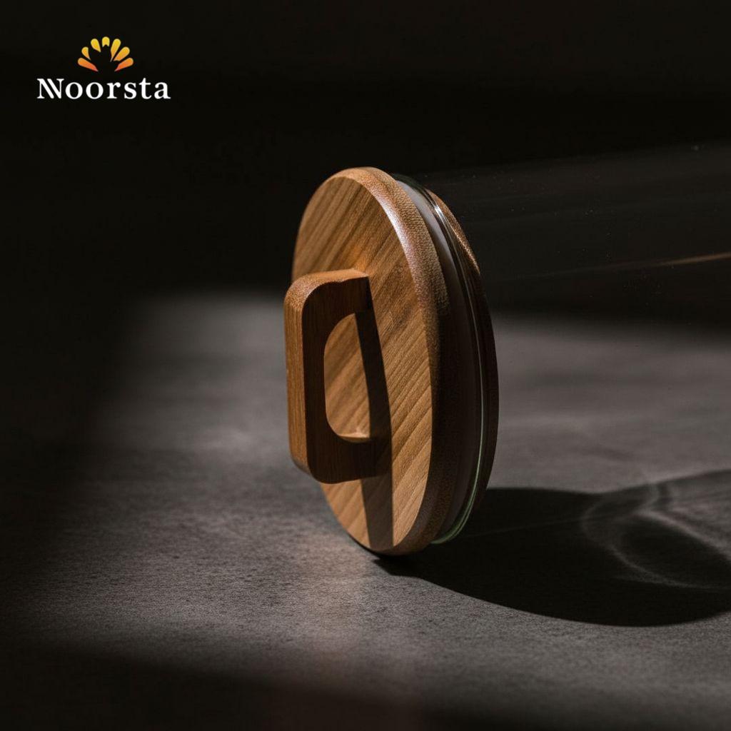 Nordic Clarity Glass Canister with Handcrafted Wooden Handle Lid