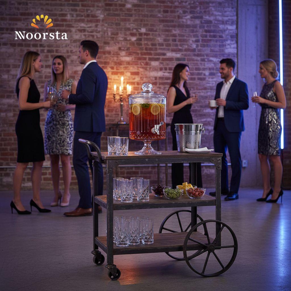 موزع مشروبات كريستال تراثي فاخر مع قاعدة وصنبور كروم