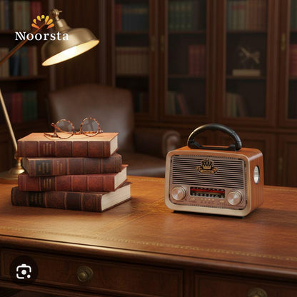 The Golden Era: Vintage Wood-Grain Bluetooth Radio & Speaker