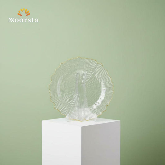 Radiant Sunburst Gold-Rimmed Glass Serving Set