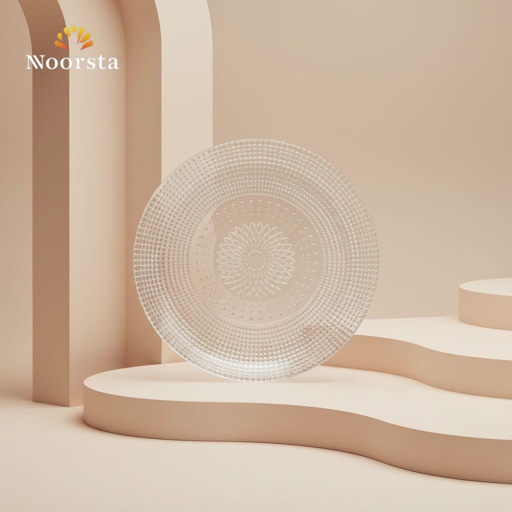 Radiant Geometric Crystal-Glass Dessert Plate